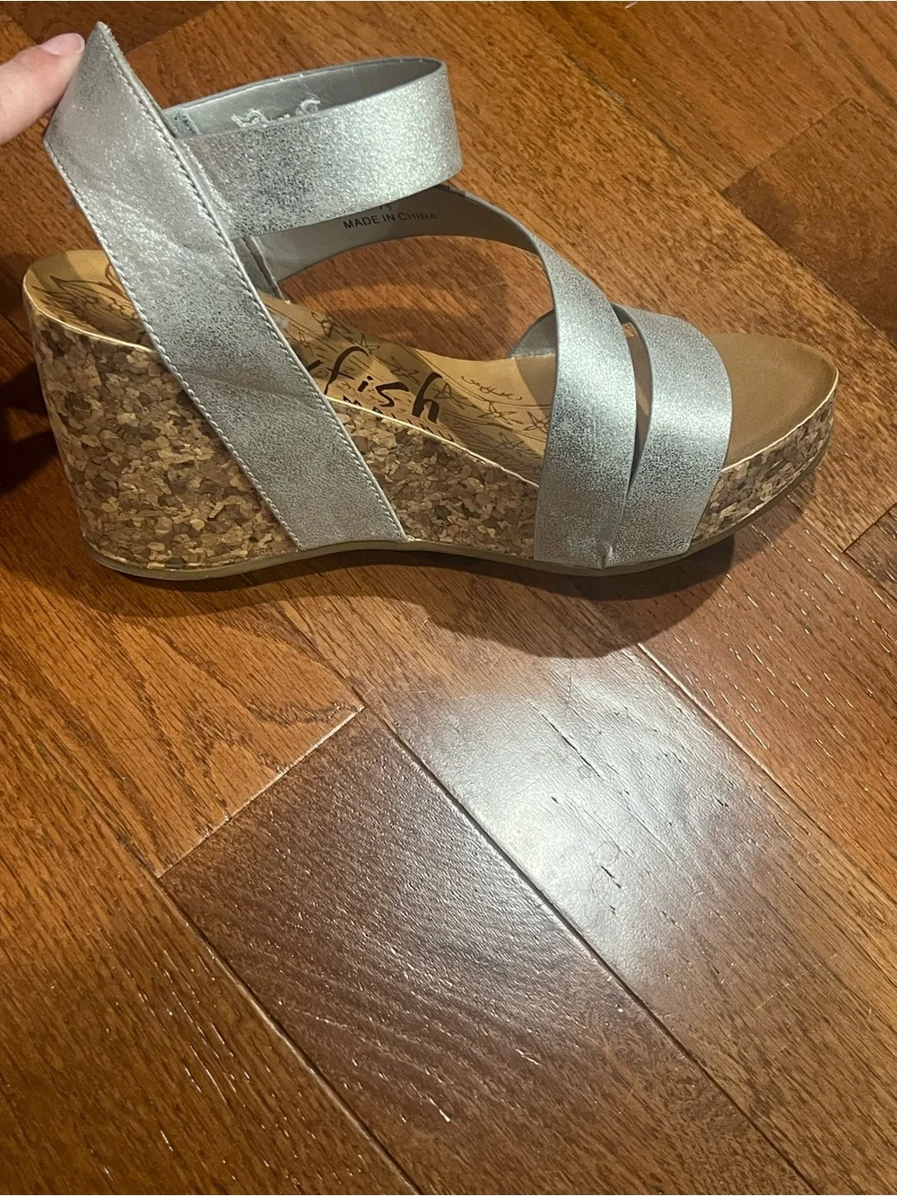 Blowfish Women's Silver Metallic Crisscross Wedge Sandals